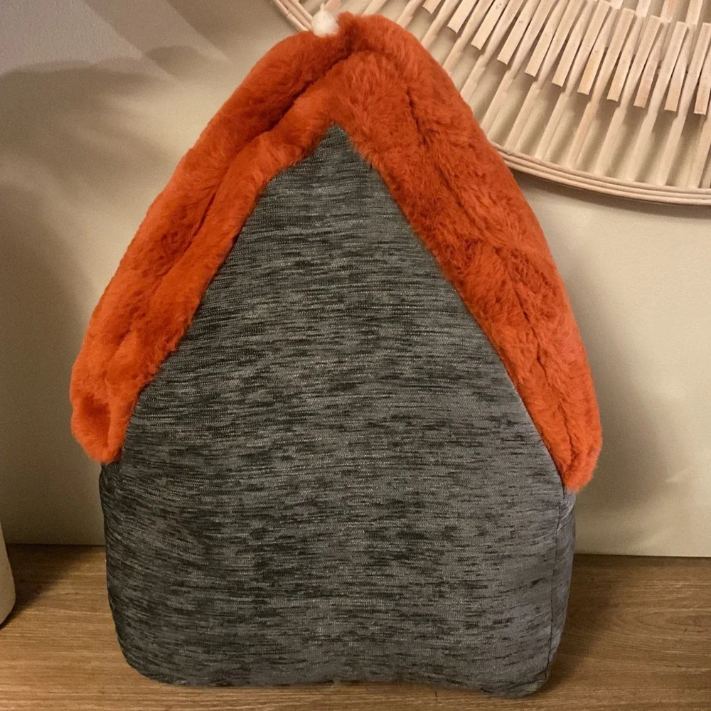 Cynthia Rowley Curious Halloween Haunted House Faux Fur Decorative Pillow NWT
